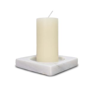 Portavelas Cuadrado de Mármol Blanco de Lujo, Decorativo, para Velas de Té, Moderno, para Decoración del Hogar - Product Image 1