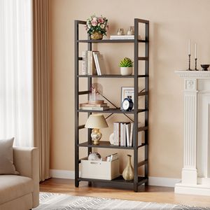 Estantería de Madera de 5 Niveles, Librería Moderna, Organizador de Almacenamiento para el Hogar, Oficina, Sala de Estar, Dormitorio, Color Negro - Product Image 1