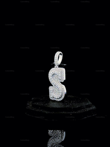 Pendentif en argent 925 en forme de dollar, serti de moissanite, collier hip-hop, bijou de luxe streetwear, cadeau - Product Image 1