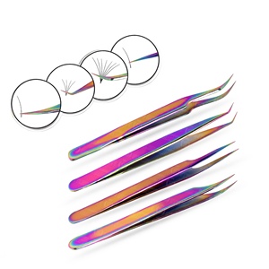 Pinces à cils professionnelles courbées pour extensions de cils, en acier inoxydable, durables, antistatiques, outils pour cils, vente en gros OEM - Product Image 4