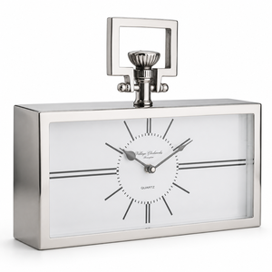 Luxury Modern Aluminum <b>Table</b> Clock Decorative Quartz Desk Clock with Handle Accent for Home Office Shelf Elegant Decor Use - Product Image 1