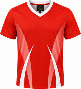 T-shirt de sport personnalisé, imprimé par sublimation sur le devant, coupe ajustée, géométrique, évacuation de l'humidité, polyester, col en V, manches courtes, unisexe, adultes - Product Image 1