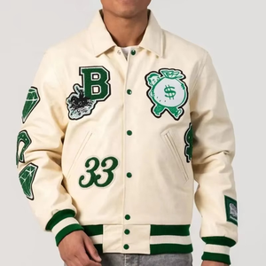 2026 Custom Plus Size Logo Letterman Fleece <b>Jacket</b> <b>for</b> <b>Men</b> Casual Patchwork <b>Baseball</b> Varsity Style Winter Print Bomber <b>Jacket</b> - Product Image 1