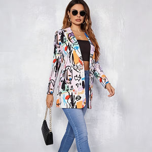 Oferta en Blazers de Moda Temu con Estampado de Grafiti para Mujer, Corte Holgado, Estilo Informal para Oficina y Calle - Product Image 6