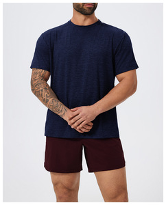 Camiseta Casual de Punto para Hombre, Cuello Redondo, Manga Corta, Color Sólido, Corte Regular, Estilo Urbano - Product Image 4