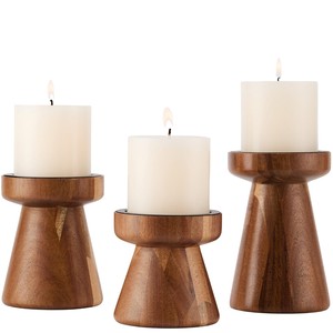 ถาดใส่เทียนไม้สักทรงกลมทำมือ - ของตกแต่งบ้านสไตล์เรียบง่ายขายส่ง - Product Image 4
