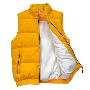 Best Hot Selling Men's Sleeveless Canvas Puffer <b>Jacket</b> Stand Collar Custom Made High Street Style Winter Windproof for Sale - Product Image 1