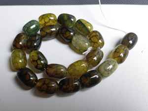 ลูกปัดหินอาเกตสีเขียวธรรมชาติทรงกระบอกขนาดใหญ่ลายเส้นมังกรแบบแตก - Product Image 4