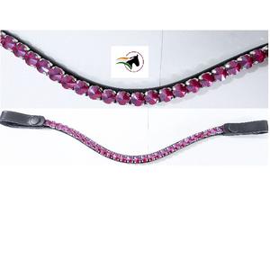 Bride de cheval personnalisée avec frontale en cuir ornée de cristaux Rivoli de 10 mm et bouton-pression à changement rapide pour chevaux - Product Image 1