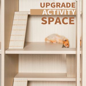Gabbia per criceti e porcellini d'India a 4 livelli con parte superiore apribile, mobiletto portaoggetti in legno con finestre in acrilico, casa per ratti e cincillà, gabbia premium per animali domestici - Product Image 4