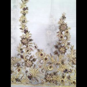 Últimas cuentas doradas y parches de tela hechos a mano incrustados de cristal para Ropa Étnica de mujer - Product Image 1