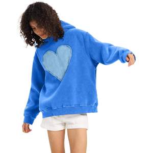 2025 2025 Women's Oversized <b>Heart</b> Patch Couples Hoodies Heavyweight Vintage Fleece <b>Sweatshirts</b> Plus Size Women's Clothing - Product Image 3