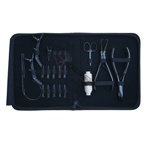 Customizable Black Hair <b>Extension</b> tools Accessories Set Flat <b>Beads</b> Crimping Plier <b>Extension</b> Pliers Hook Loop & Parting Finger - Product Image 6