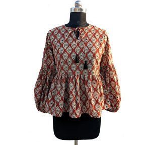 Top Casual de Algodón con Bordado Floral y Estampado a Mano para Viajes, Cenas y Citas, Método de Tejido No Tejido - Product Image 6