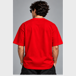 เสื้อยืดลายการ์ตูนสีแดงสำหรับผู้ชาย สไตล์สตรีท แขนสั้น คอกลม ทรงปกติ เสื้อยืดฮิปฮอป - Product Image 2