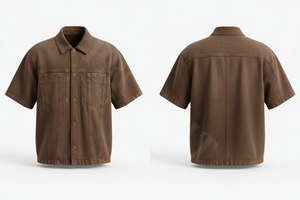 Camisa de mezclilla vintage de manga corta, lisa y sencilla, con bolsillos frontales, elegante, informal, ligera, con botones, personalizada. - Product Image 3