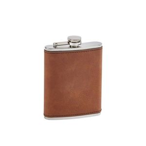 Petaca de Acero Inoxidable de Alta Calidad Recubierta de Cuero PU, Grabado Láser, Personalizable con Logotipo, Petaca para Whisky - Product Image 1