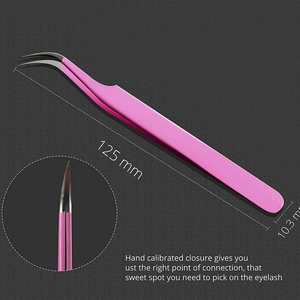 Pinzas para Pestañas de Acero Inoxidable Rosa Premium, Antimagnéticas, 10 mm de Longitud, Punta Curva de Precisión, Superficie Lisa para Aplicación de Pestañas - Product Image 6
