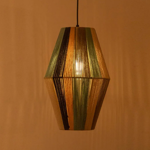 Lampe suspendue en jute à motif ondulé, 100% tissée à la main, abat-jour géométrique, style bohème, lampe suspendue d'intérieur - Product Image 4