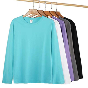 เสื้อยืดแขนยาวผู้ชาย สีพื้น ผ้าฝ้าย คอกลม ทรงปกติ สวมใส่สบาย ระบายอากาศได้ดี ผ้าถัก ซักแล้ว ทรงโอเวอร์ไซส์ รับสกรีนโลโก้ - Product Image 1
