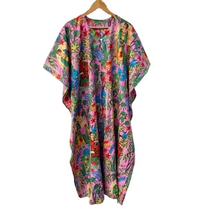 Algodón Negro Pavo Real Impresión Hippie Mujeres Maxi Vestido