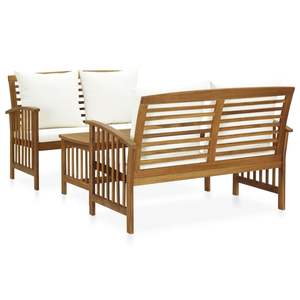 Ensemble de salon de jardin en bois d'acacia massif blanc crème moyen - Product Image 1