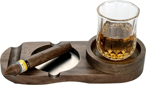 Aluminum American Style Square Smokeless Cigar <b>Ashtray</b> & Holder with Whiskey Glass Tray and Cigar Slot-Luxury Cigar Accessory - Product Image 6