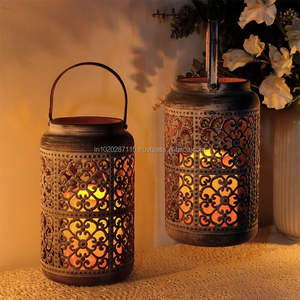 Soporte votivo de metal rústico de primera calidad con aspecto grabado a mano, ideal para sala de estar, mesa de comedor y ceremonias - Product Image 6