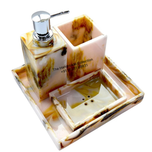 Handmade Collection Resin Classic Five-Piece Bathroom Set Soap Dispenser <b>Toothbrush</b> <b>Holder</b> Tray Easy Cleaning Durable - Product Image 3