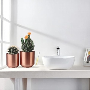Maceta de Metal Color Oro Rosa de Alta Calidad con Orificio de Drenaje, Maceta Decorativa para Interiores para Hierbas, Suculentas y Decoración de Escritorio de Oficina - Product Image 4