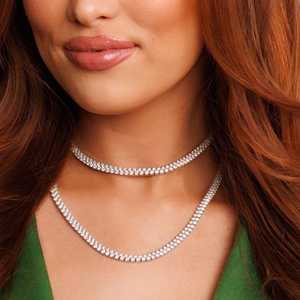 Collier tennis double rangée de diamants de laboratoire en or massif 10K 14K, 30 pouces, 35,56 carats au total, collier statement, vente en gros, usine de bijoux - Product Image 2