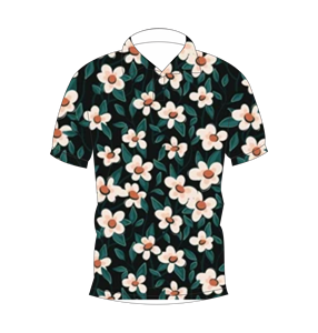 เสื้อโปโลพิมพ์ลายดอกไม้สีดำสำหรับบุรุษลำลองแขนสั้นแฟชั่นฤดูร้อนเสื้อยืดกอล์ฟ - Product Image 4