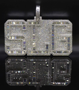 Colgante de Moissanita Plateada Personalizado con Nombre, Joyería Hip Hop Iced Out para Hombre, Regalo de Lujo Estilo Urbano y de Moda, Estilo Destacado - Product Image 1