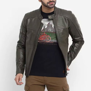 Chaqueta de Cuero para Hombre de Manga Larga, Moderna y de Alta Calidad, con Cuello Alto, Estilo Urbano, para Invierno, Venta Directa de Fábrica - Product Image 3