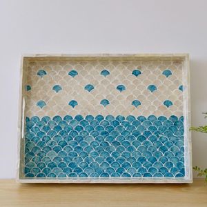Premium Finishing Mother of Pearl Tea <b>Tray</b> Serving Food MOP Inlay <b>Tray</b> Unique Design <b>Large</b> Serving for Ramadan Eid Mubarak <b>Tray</b> - Product Image 6