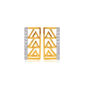 Boucles d'oreilles tendance en or jaune 18 carats avec diamants de laboratoire taille brillant rond pour femme, à porter au quotidien - Product Image 1