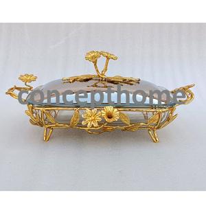 Plats de service, réchauds alimentaires, supports à biscuits et gâteaux, et plats de présentation en acier inoxydable argenté à motifs floraux, personnalisables avec logo, style occidental - Product Image 3