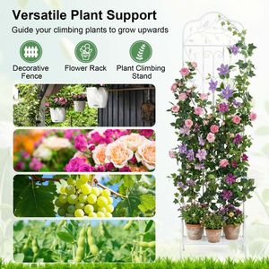 Traliccio da Giardino in Metallo per Esterni 75 x 20 Pollici con Ripiano Inferiore Pieghevole per Piante Rampicanti - Product Image 5