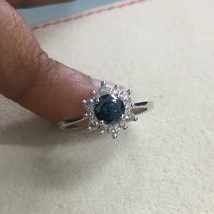 Real Diamond <b>Ring</b> 1.03 Ct Round Cut Natural White & <b>Blue</b> Diamond Engagement Wedding <b>Ring</b> for Women 925 Sterling Silver Wholesale - Product Image 4