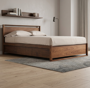 Alpen Teak <b>Queen</b>/King Soft <b>Bed</b> Platform <b>Bed</b> <b>Frame</b> Built-in Storage Durable Eco-Friendly Solid Wood Modern Bedroom Furniture - Product Image 4