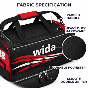 กระเป๋าเดินทางกีฬาคุณภาพสูง ยี่ห้อ Wida Sports เป็นมิตรกับสิ่งแวดล้อม สำหรับทีมกีฬา  รับสกรีนโลโก้  สำหรับอเมริกันฟุตบอล  ผลิตจากโพลีเอสเตอร์ 1680D  ความจุ 50-70 ลิตร ทนทาน - Product Image 5