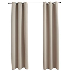 2 pezzi Beige 37 "x 84" tende oscuranti in tessuto con anelli rivestimenti per finestre Beige e mantovane - Product Image 1