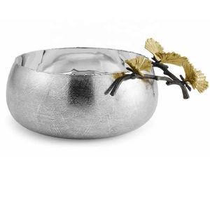 Cuenco para servir de acero inoxidable texturizado a mano y latón, cuenco de Metal para servir para aperitivos, frutas secas, decoración de Hotel y restaurante - Product Image 2