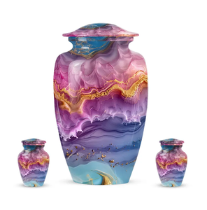 Abstract Aluminum Urn Customizable Cremation Keepsake <b>Vase</b> 220 Cubic Inch <b>Memorial</b> Burial Decoration - Product Image 4