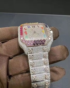 Reloj de Lujo Cuadrado de Acero Inoxidable con Esfera de Diamantes de Colores, Movimiento de Cuarzo Analógico, Visualización de Fecha, Reloj de Joyería de Moda para Mujer - Product Image 2