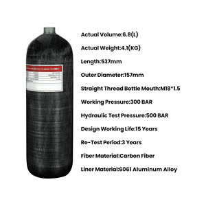 Tanque de Aire de Fibra de Carbono 6.8L 300Bar PCP SCBA Cilindro Compuesto para Buceo - Product Image 4