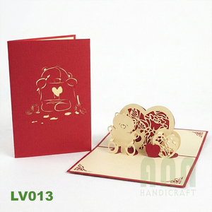 Carte d'invitation de mariage 3D pop-up personnalisée avec ours imprimé, enveloppe découpée à la main en papier, par ANN HANDICRAFT pour mariage - Product Image 4