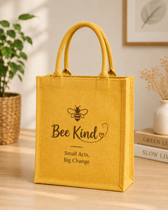 <b>Bee</b> Kind Canvas Tote Bag Yellow Large Shoulder Handle Shopping Bag With <b>Bee</b> Design And Inspirational Quote - Product Image 4