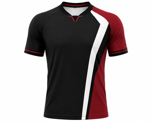 Ensemble de maillots de football unisexe noir, rouge et blanc, manches courtes, col en V, respirant, anti-transpiration, uniforme sportif d'été en polyester - Product Image 2