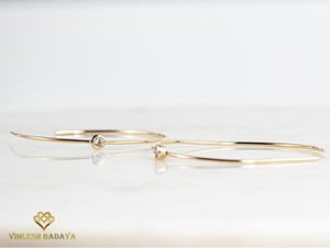 Pendientes de aro de oro macizo de lujo de 45 mm con diamantes, pendientes de aro grandes con diamantes de corte redondo, joyería hecha a mano, regalo para ella - Product Image 2